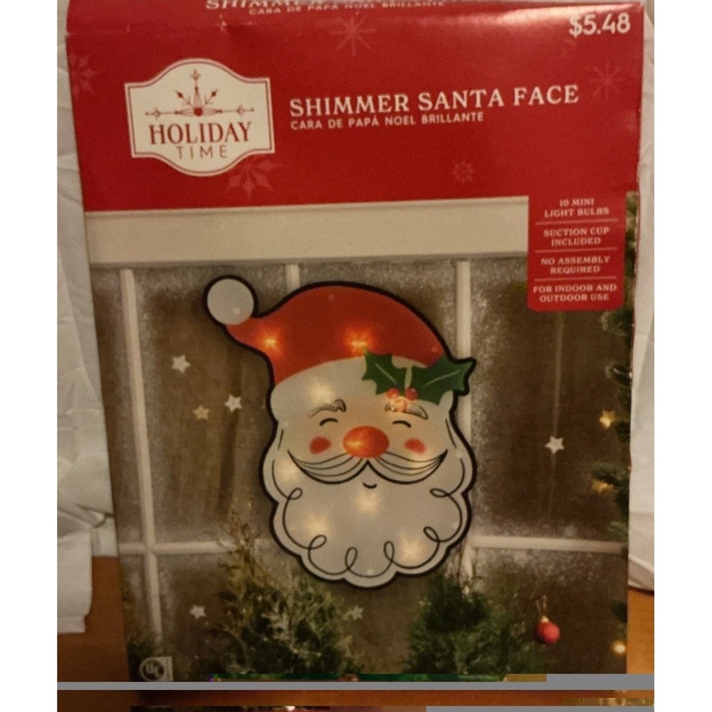 Christmas Santa Lighted Sign Shimmer Face Window Door‎ Decoration Holiday Time